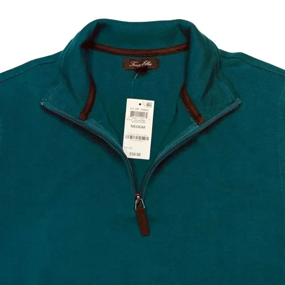 Tasso Elba 1/4 Zip Teal Green Cotton Blend Size Medium - Picture 4 of 11